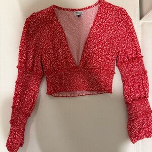 Beginning Boutique Red Floral Top